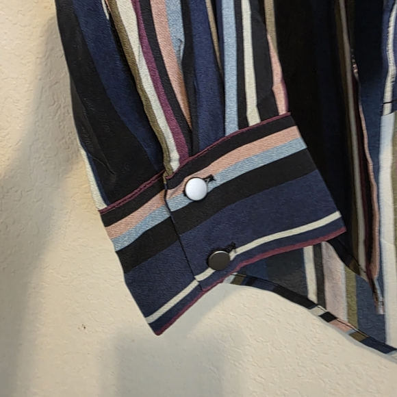 NWT Nicole Miller Artelier 100% Silk Blouse Striped Asymmetrical Top MSRP $275 - Picture 13 of 16